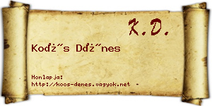 Koós Dénes névjegykártya